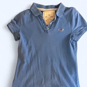Hollister Girls' Slate Blue Polo Top with Embroidered Logo